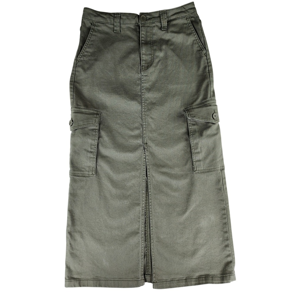 Cargo Maxi Skirt Womens M Olive Green Utility Military Y2K BCBGeneration